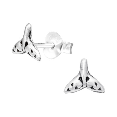 Children's Silver Whale's Tail Ear Studs