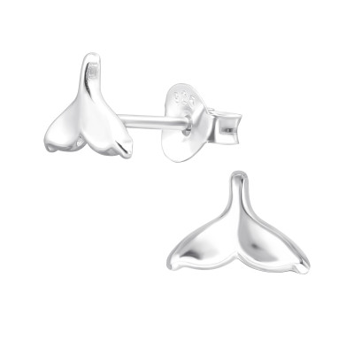 Children's Silver Whale's Tail Ear Studs