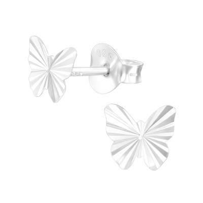 Children's Silver Butterfly Ear Studs