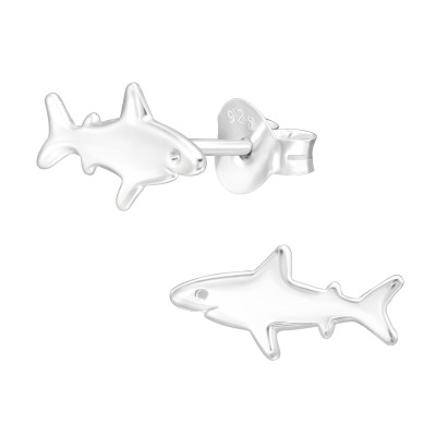 Children's Silver Shark Ear Studs