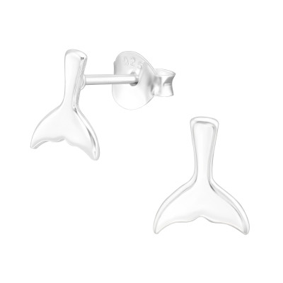 Children's Silver Whale's Tail Fin Ear Studs