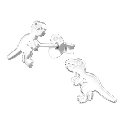 Children's Silver Dinosaur Ear Studs