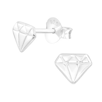 Children's Silver Diamond Shaped Ear Studs