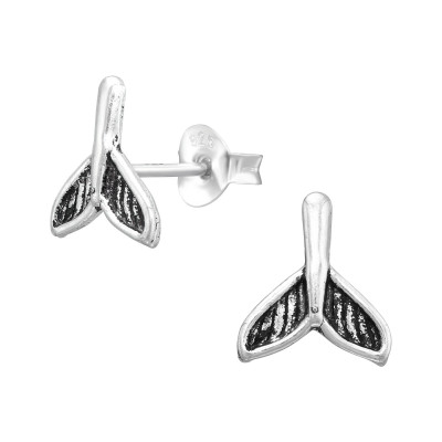 Children's Silver Whale's Tail Ear Studs