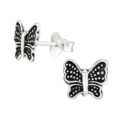 Children's Silver Butterfly Ear Studs