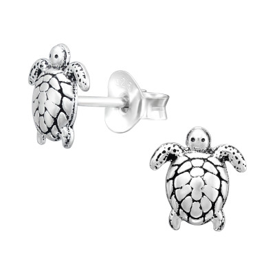 Children's Silver Turtle Ear Studs