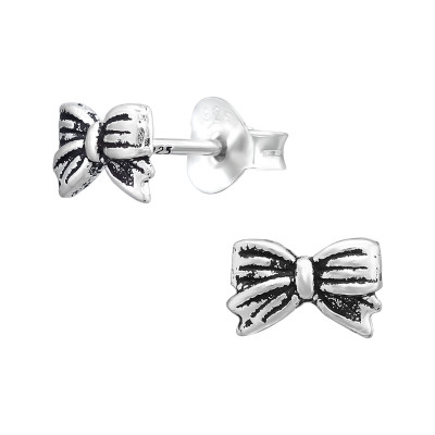 Children's Silver Bow Ear Studs