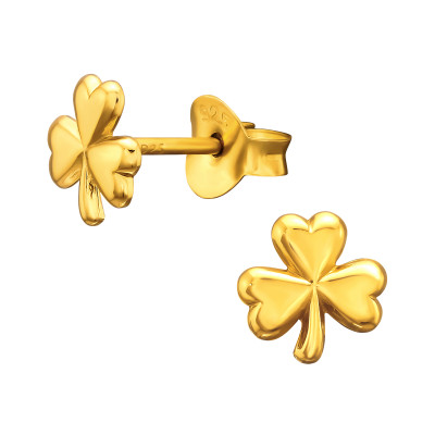 Children's Silver Three-Leaf Clover Ear Studs