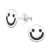 Children's Silver Smiley Ear Studs with Epoxy