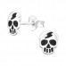 Children's Silver Skull Ear Studs with Epoxy