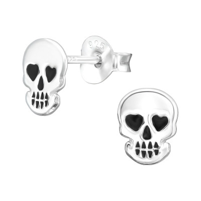 Children's Silver Ghost Ear Studs with Epoxy