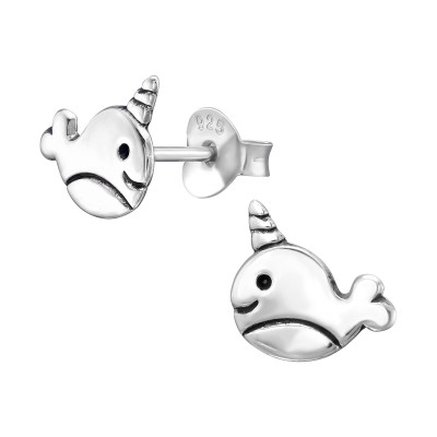 Children's Silver Whale Ear Studs