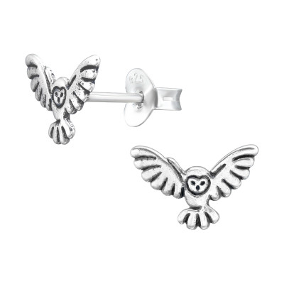 Children's Silver Owl Ear Studs