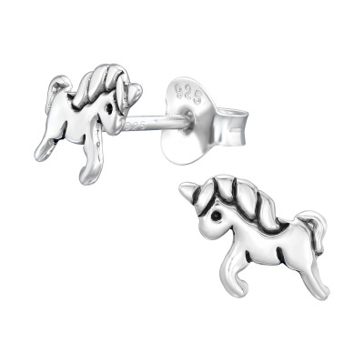 Children's Silver Unicorn Ear Studs