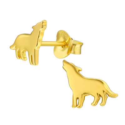 Children's Silver Wolf Ear Studs