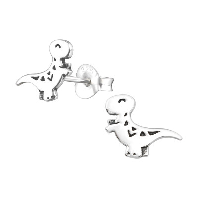 Children's Silver Dinosaur Ear Studs