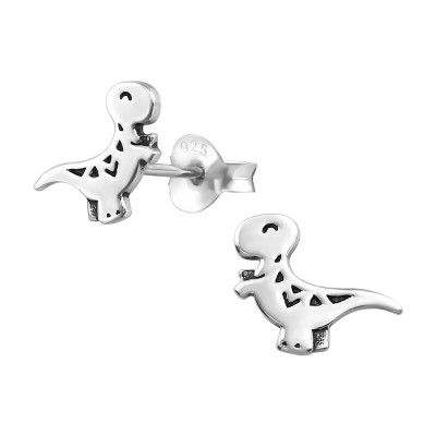 Children's Silver Dinosaur Ear Studs