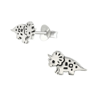 Children's Silver Dinosaur Ear Studs