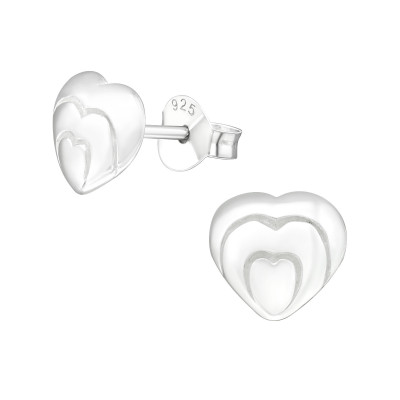 Children's Silver Heart Ear Studs