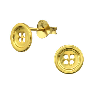 Children's Silver Button Ear Studs