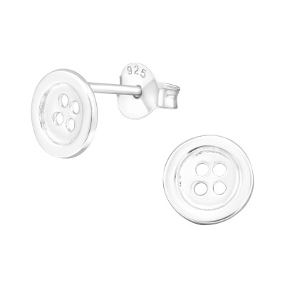 Children's Silver Button Ear Studs