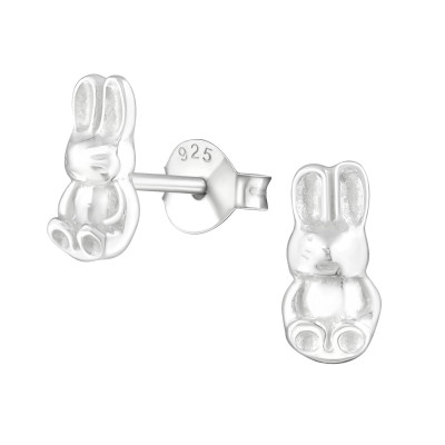 Children's Silver Bunny Ear Studs