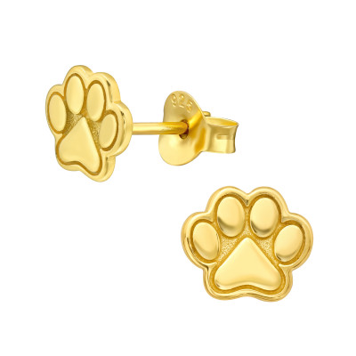 Children's Silver Paw Print Ear Studs