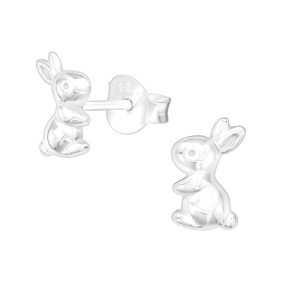 Children's Silver Rabbit Ear Studs