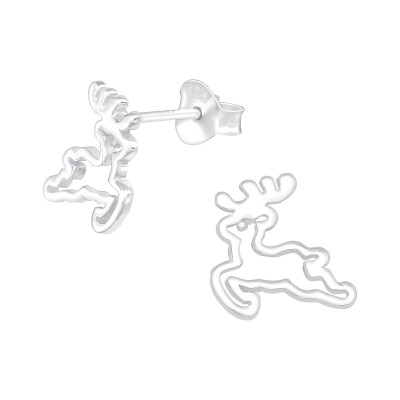 Children's Silver Reindeer Ear Studs