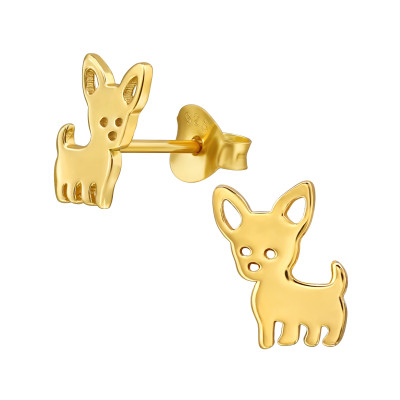 Children's Silver Dog Ear Studs