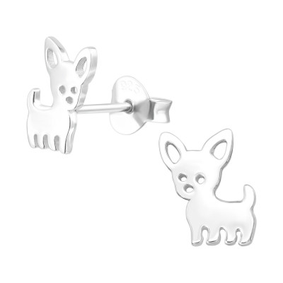 Children's Silver Dog Ear Studs
