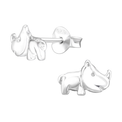 Children's Silver Rhinoceros Ear Studs