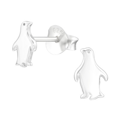 Children's Silver Penguin Ear Studs