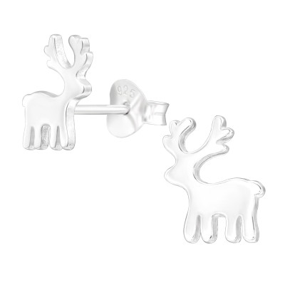 Children's Silver Reindeer Ear Studs