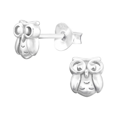 Children's Silver Owl Ear Studs