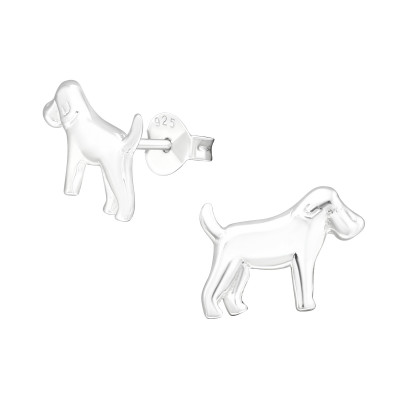 Children's Silver Dog Ear Studs