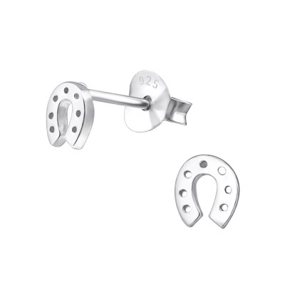 Children's Silver Horseshoe Ear Studs