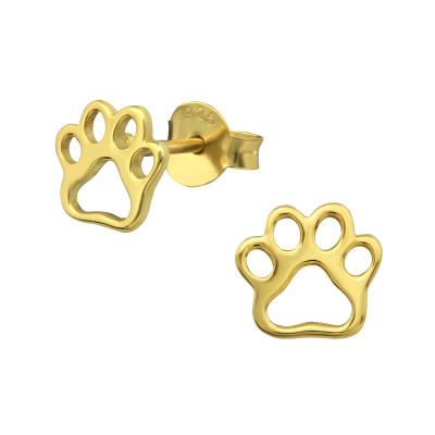 Children's Silver Paw Print Ear Studs