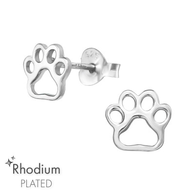 Children's Sterling Silver Paw Print Ear Studs