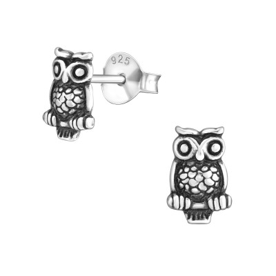 Silver Owl Ear Studs