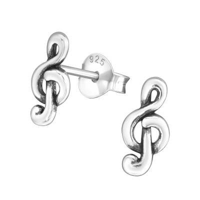 Children's Silver Treble Clef Ear Studs