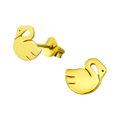 Children's Silver Swan Ear Studs