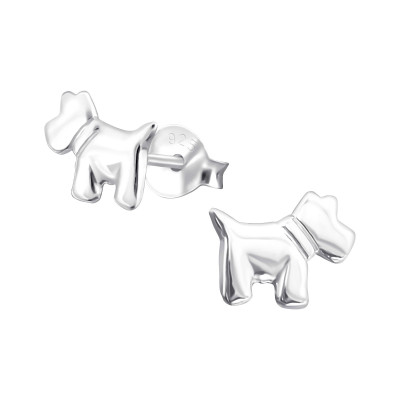 Children's Silver Dog Ear Studs