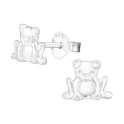 Children's Silver Frog Ear Studs