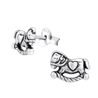 Rocking Horse Children's Sterling Silver Ear Studs