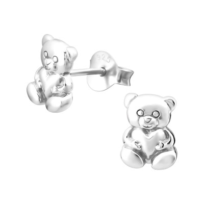 Children's Silver Bear Ear Studs