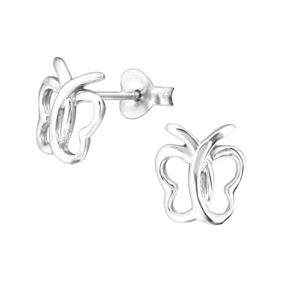 Children's Silver Butterfly Ear Studs