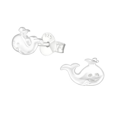 Children's Silver Whale Ear Studs