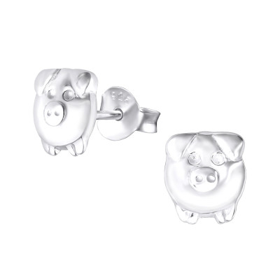 Children's Silver Pig Ear Studs