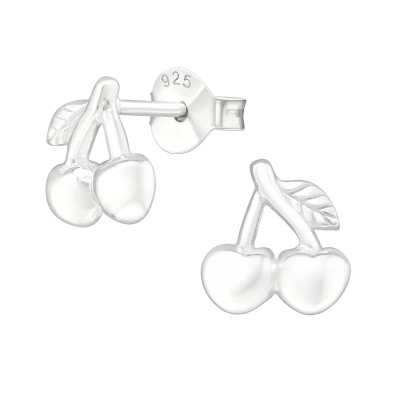 Silver Cherry Ear Studs